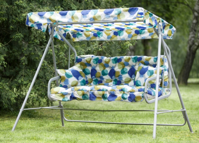 Качели садовые "БАРИ" усиленная (с821 (каркас серый, ткань круги)) С901, с 1100