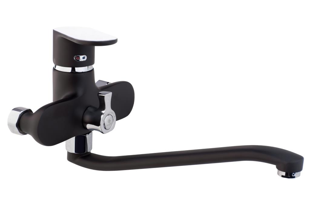 Смеситель CALORIE  Люкс для ванны (чёрный/хром)  (S- гусак 30 см) (9 шт/кор)