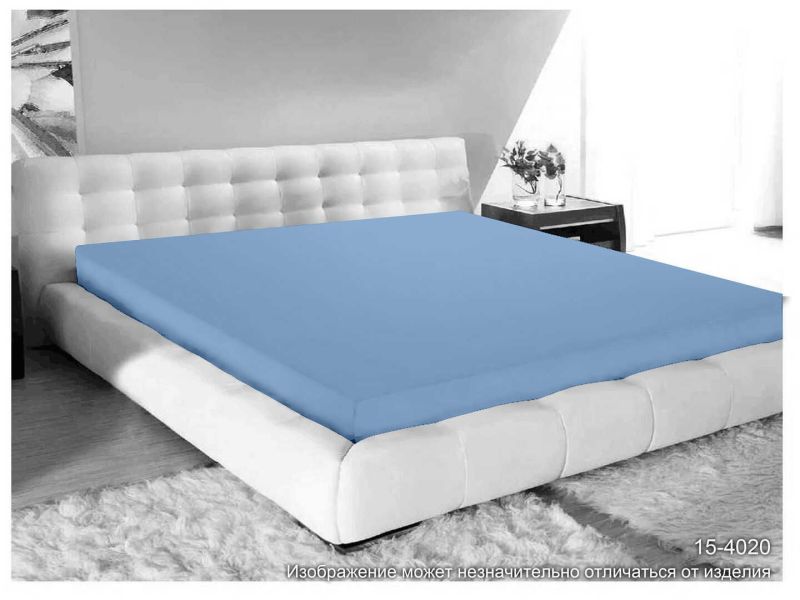 Простыня на резинке сатин (У) цвет:светлая лаванда (180х200х35)