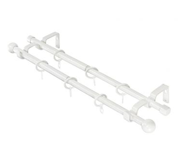 Карниз  ков раздв.d16/19мм 1,6-3,0 2-х ряд шар т/у белый