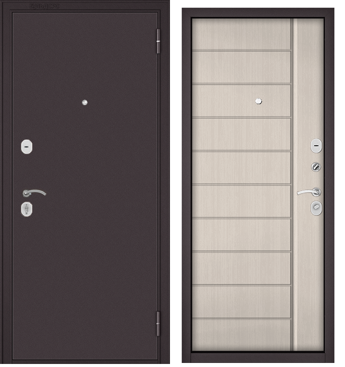 Дверь метал FAMILY ECO Букле шоколад, Ларче бьянко, Е-136, 2050, 960 R