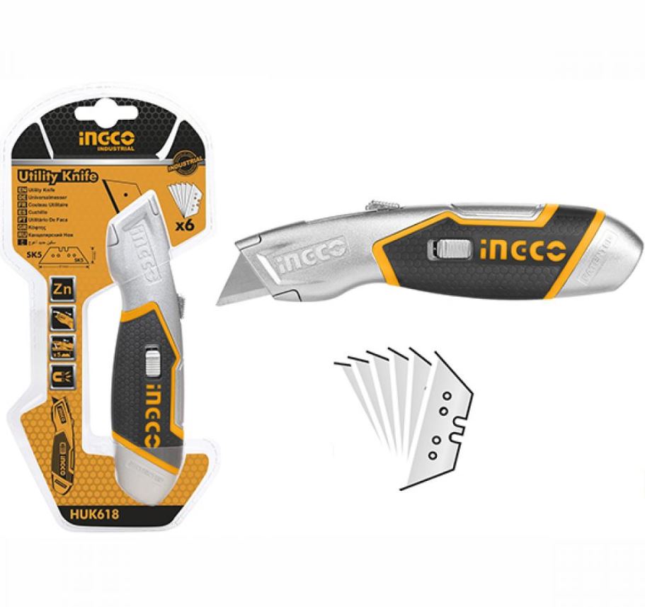 Нож универсальный 19мм INGCO HUK618 INDUSTRIAL (72)*