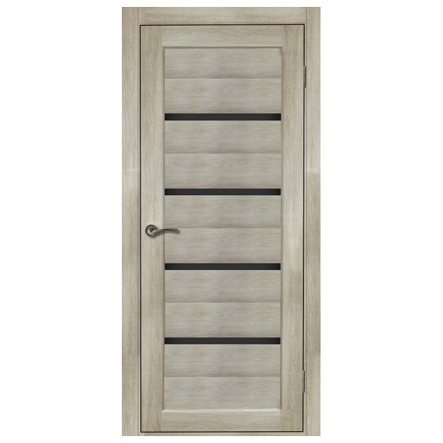 Дверь Беланчино Дуб Серый Экошпон ПО 900 Черное стекло