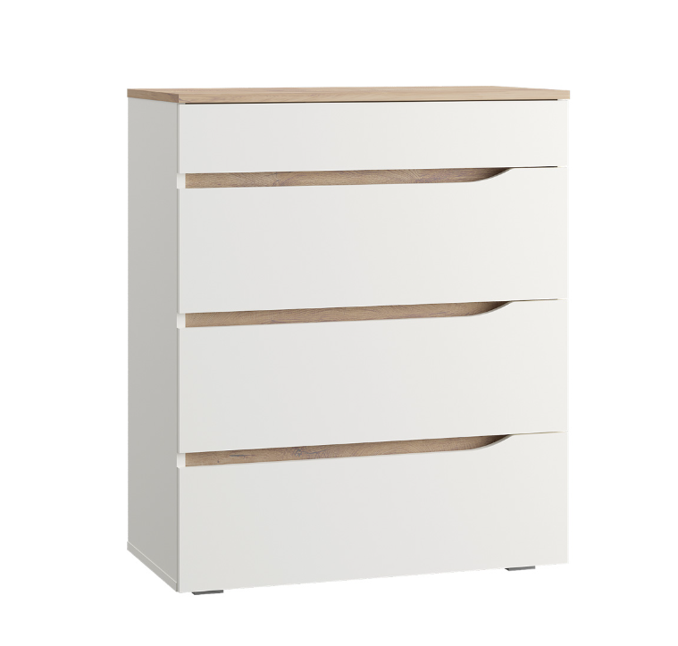 Комод Муссон  13.97 (Белый PE шагрень, Дуб эндгрейн элег.)