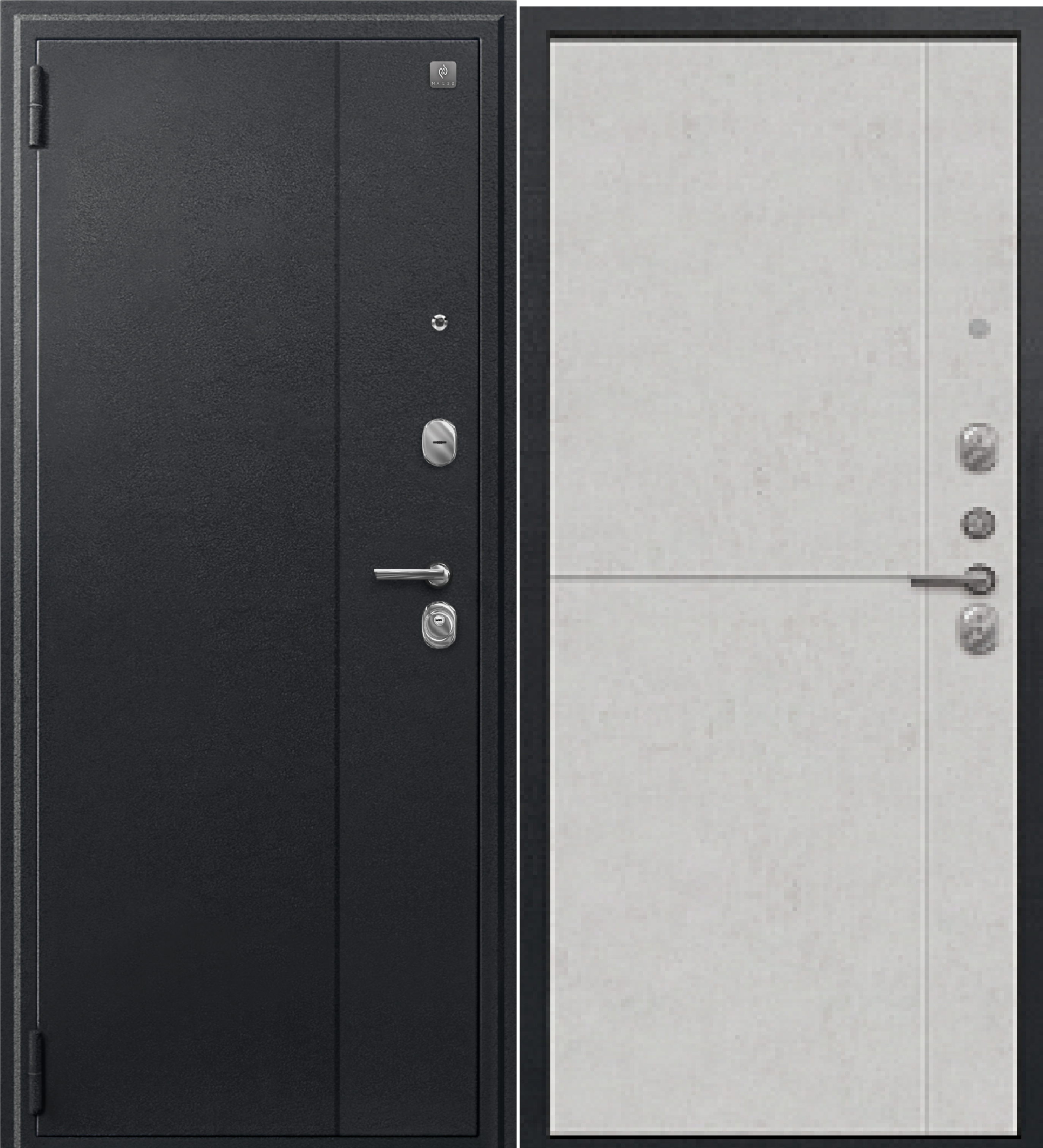 Дверь метал. А-05 Черный сатин/Бетон светлый 860*2050 правая