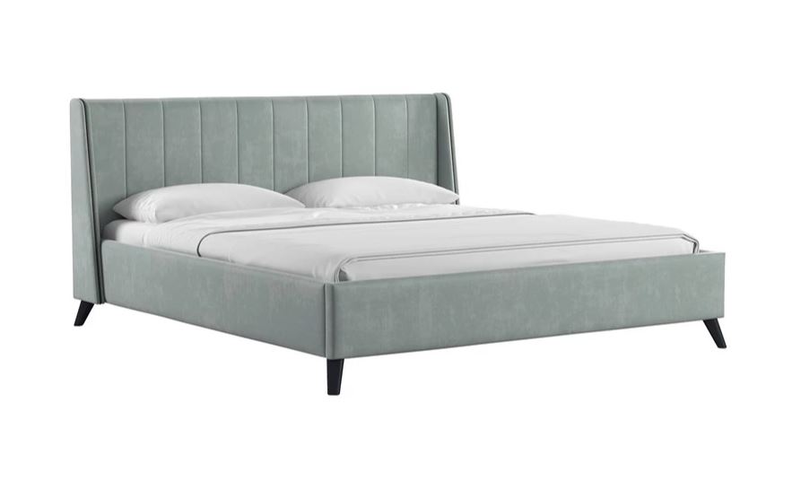 Кровать двойная Мелисса 180 (Тори 61 велюр* (серебристый серый))(основание+дно+механизм)