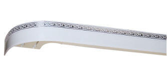 Карниз "Флора" 1,6м белый глянец/хром 3-х рядный с поворотами (5)