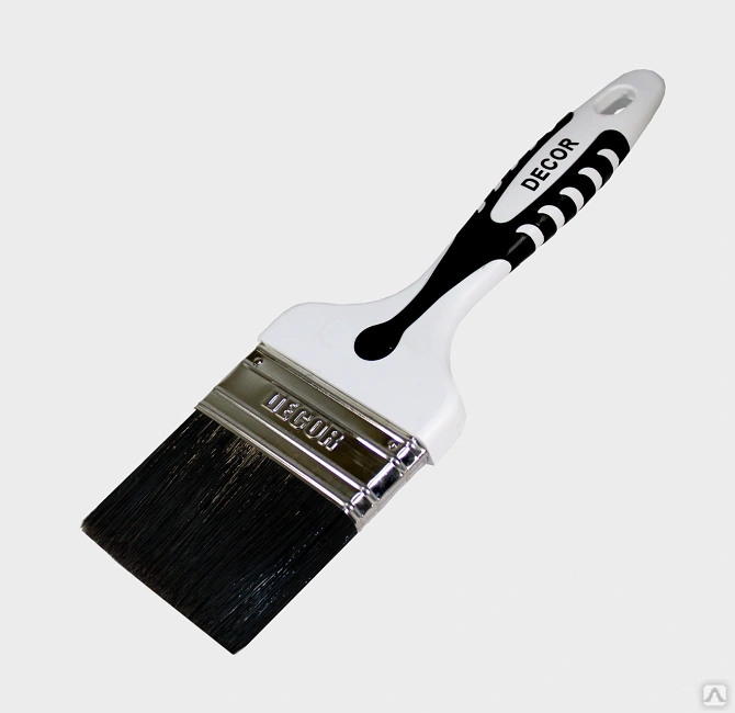 Кисть плоская "Black White для грунта" 35х15мм, черная щетина, 2К ручка (12шт)