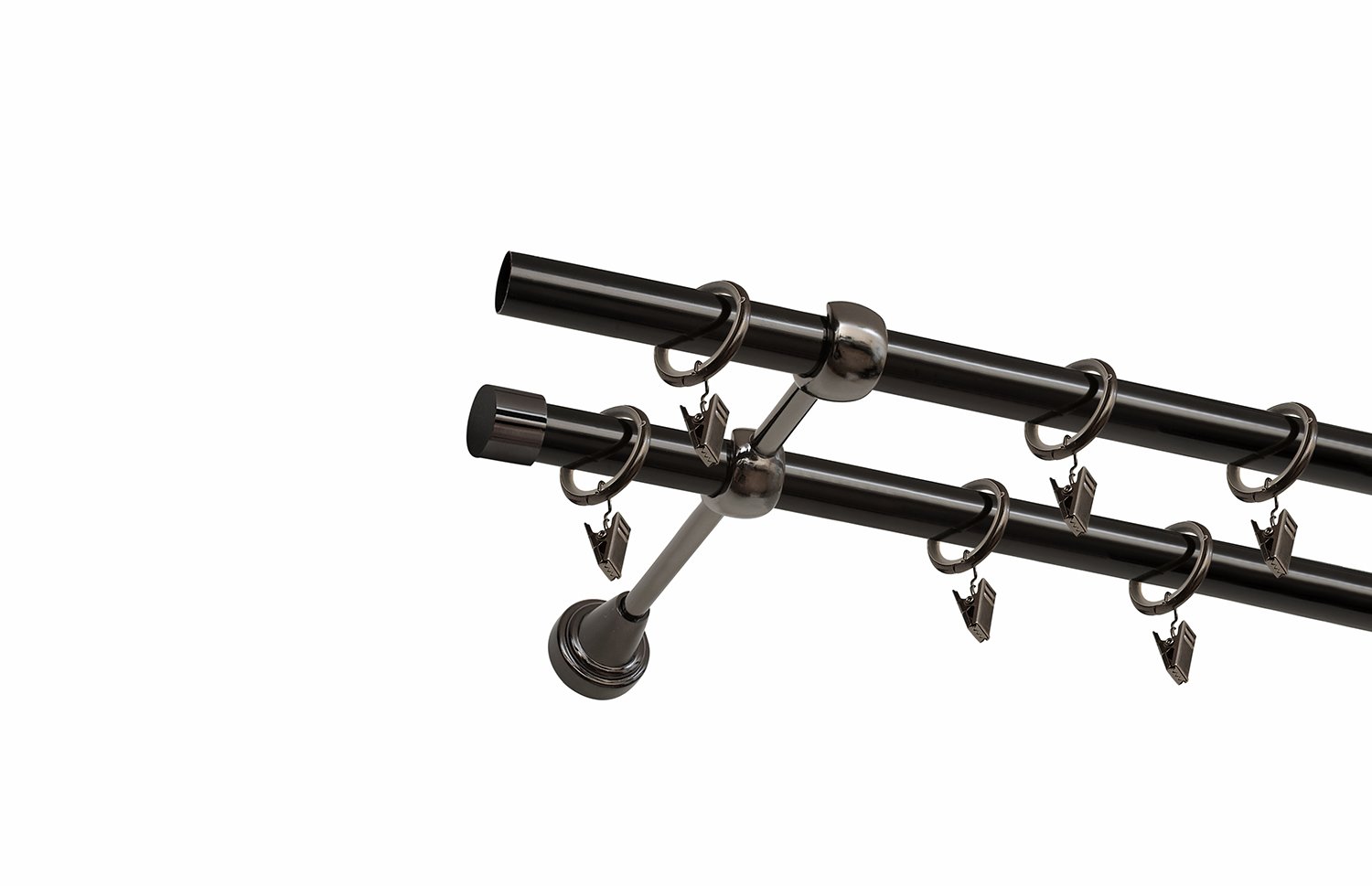 Карниз метал. СМ-3193/300/2Р 2-х ряд черный никель (гладкая) d19