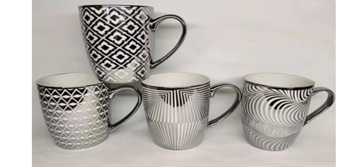 Кружка 0,35 л белая с серебром