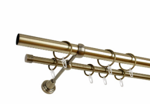 Карниз метал. СМ-2452/200/2Р 2-х ряд золото антик (гладкая) d25