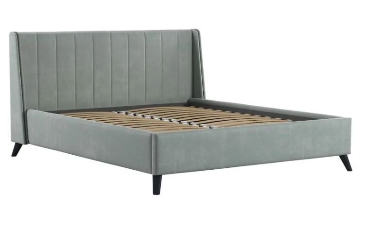 Кровать двойная Мелисса 160 НР (Тори 61 велюр* (серебристый серый)(основние+дно+механизм)