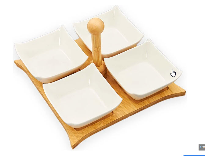 Набор пиал JEWEL Фиона на бамбуковой подставке (фарфор)