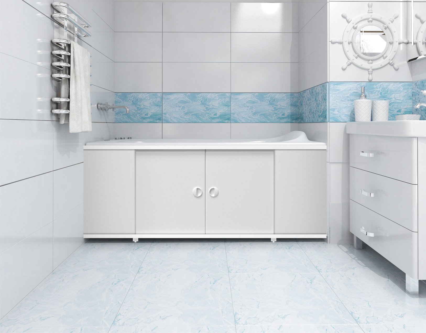 Экран-купе 1,50м Белый глянец(__)