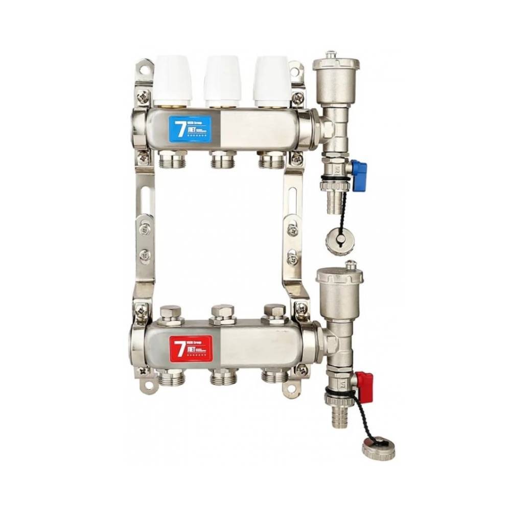 Группа коллекторная VIEIR 1"х3х3/4" без/расходомер, с дренаж. кр, воздухоотвод., нерж.сталь(__)