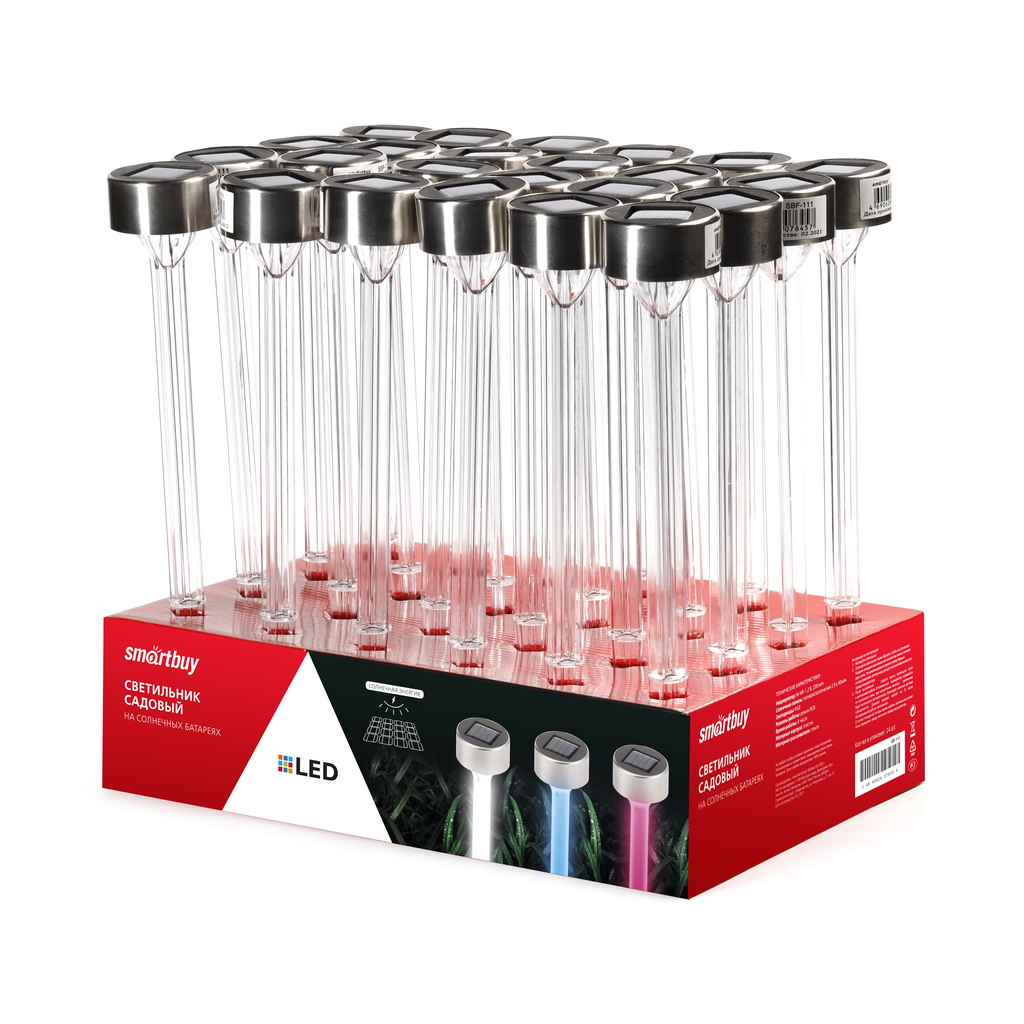 Светильник садовый Smartbuy на солнечной батарее, пластик, 5,5x32 см (SBF-111)(__)