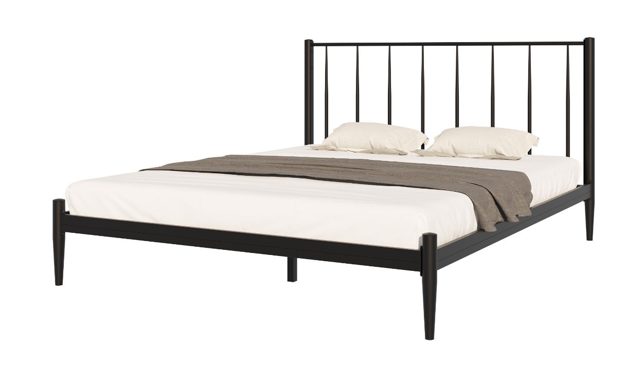 Кровать металлическая КМД 26 "БРИЗ" 1800х2000 черный (разбор. с берез. ламелиями)