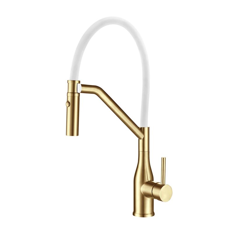 Смеситель для кухни с выдвижным сатин золотой G4098-13