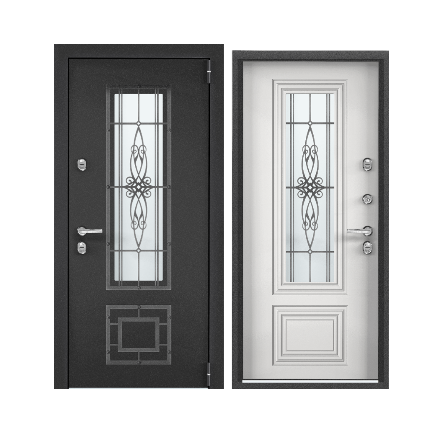 Дверь метал Термо SNEGIR PRO-C MP S60G-11/S60G-01 Тем-сер букле графит/КТ Белый 950 правая