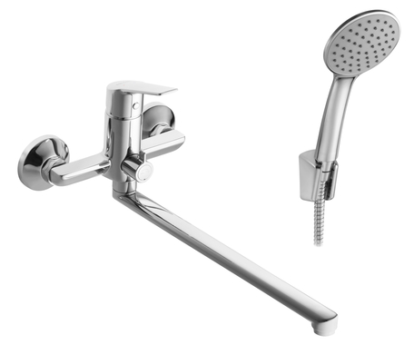 Смеситель для ванны-душа Santek Венга длинный излив, с аксессуарами, хром (8)