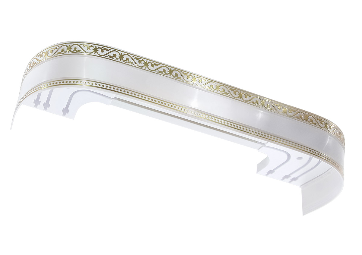 Карниз "Монарх" 3,6м белый глянец 3-х рядный с поворотами (5)