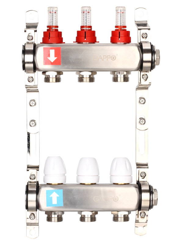 Коллектор регулируемый с расходомерами Нерж 3вых GAPPO (1)