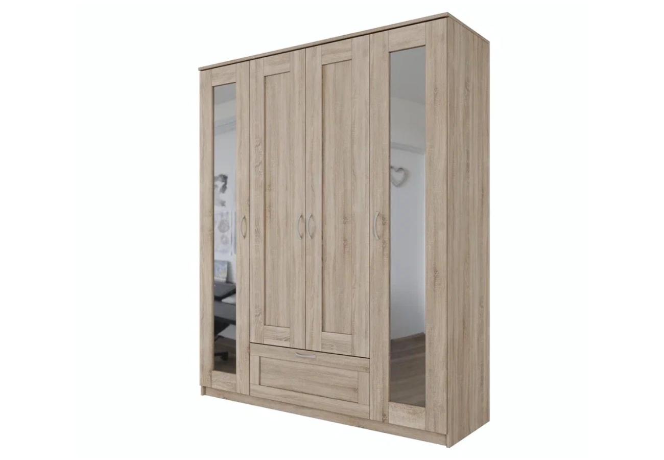 Шкаф комбинированный СИРИУС  "4 двери и 1 ящик сонома RU (с 2 зеркалами)"