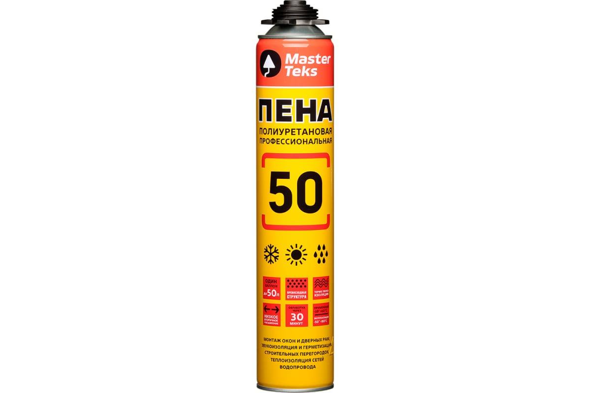 Пена полиуретановая MASTERTEX 50 PRO 715 мл всесезонная (12)