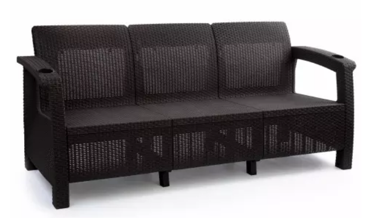 Диван "Ротанг-плюс" 1880*700*790мм 3-х местный мокко (1) М8836