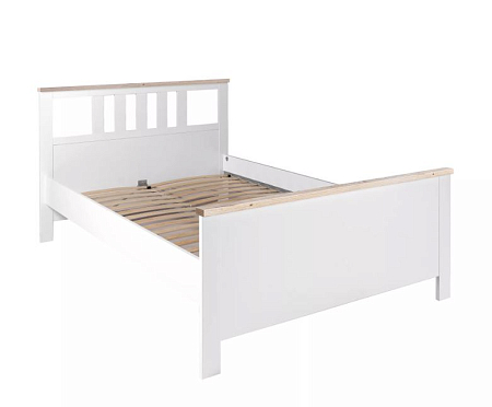 Кровать двойная САГА  140х200 белая/ясень											