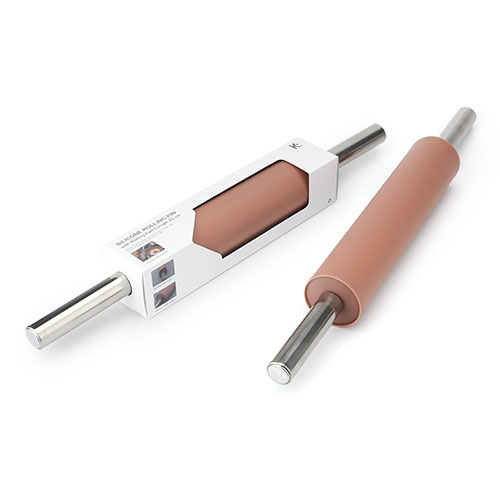 Скалка силиконовая c ручкой из нерж.стали "Cook Charmy" Rose  42см