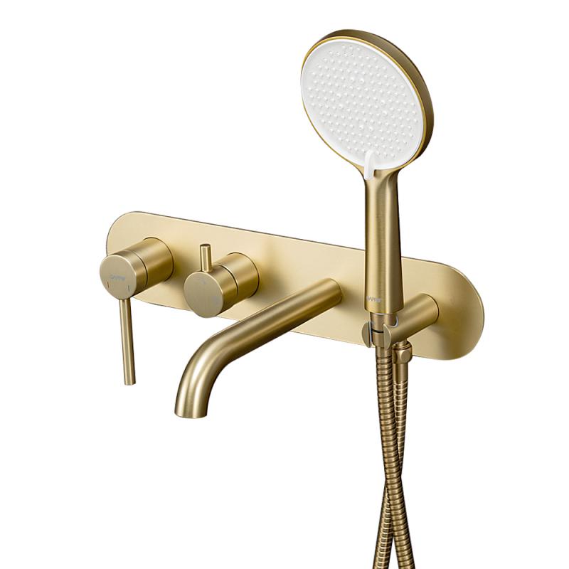 Встраиваемый смеситель для ванны и душа сатин золотой арт. G3306-3