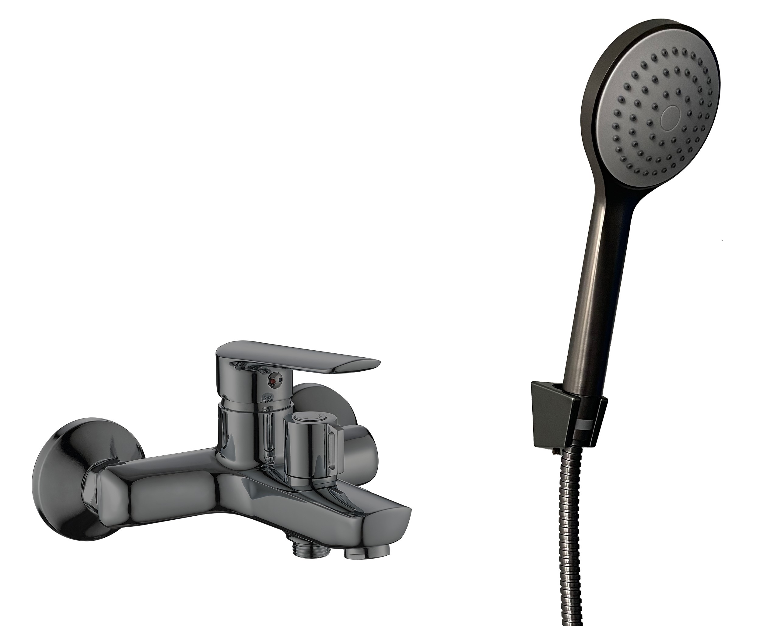 Смеситель Lagos Gun Metal для ванн, короткий излив, c аксессуарами, арт. LG54GM