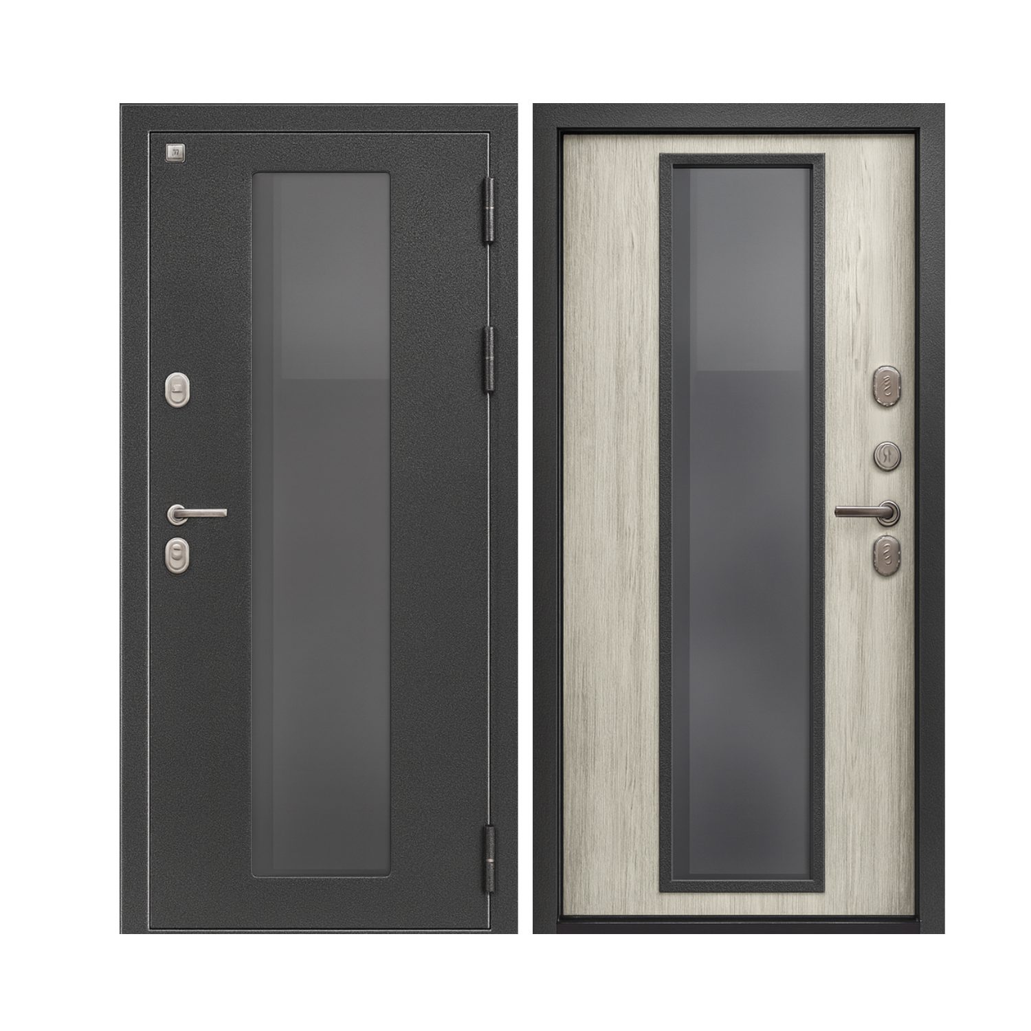 Дверь метал. Термо-1000 Серебро антик/Полярный дуб 860*2050 левая