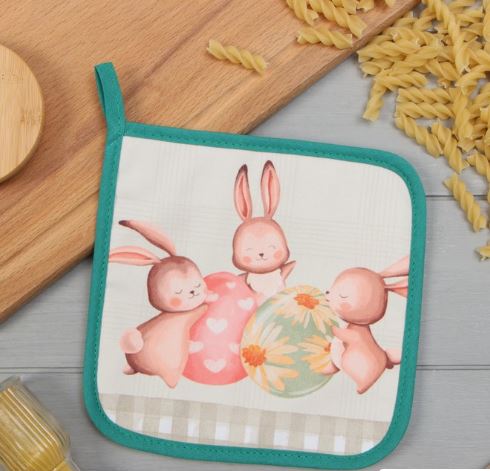 Прихватка Этель "Пасхальный кролик" 19х19 саржа,100% х/л,ватин 250г/м2 												