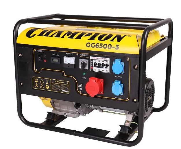Генератор CHAMPION GG6500-3 (400В6,2/6,8кВАcosф=0,8 15лс 25л 67кг)