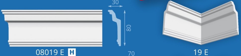 Плинтус потолочный  2 м 08019Е (60)