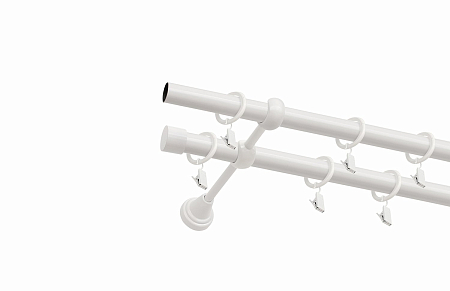 Карниз метал. СМ-3293/240/2Р 2-х ряд белый пиано (гладкая) d19