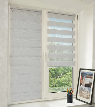 Штора рулонная день-ночь А605 60/160 Стандарт, серый 