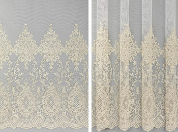УЦЕНКА тюль Долорес 300*260 белый с золотом ГП