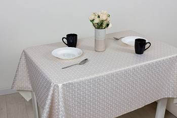 Клеёнка PU Shine, 140 см., 478-1, Ромб золото на белом (20м)