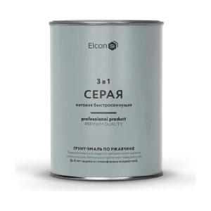 Грунт-эмаль по ржавчине Elcon 3 в 1 матовая серая 0,8 кг (12)