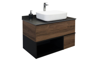 Тумба Штутгарт-90 дуб тёмно-корич с черной столешн + ум. COMFORTY -9378 (1)