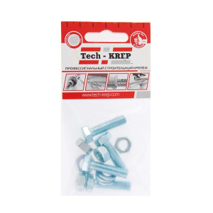 Болт DIN933 с шестигранной головкой оцинк.  М8х 30 + гайка + шайба (4 шт) - пакет/10