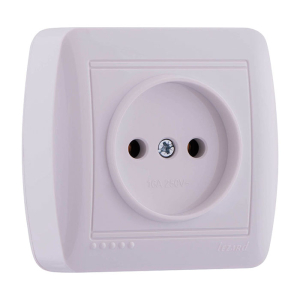 Розетка Белый 1 местная открытой установки без заземления Lezard DEMET (10)