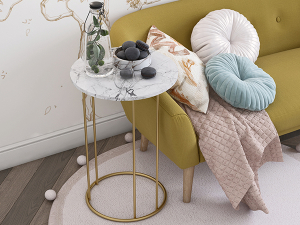 Стол кофейный (Столешница - МДФ) Ст128.0 (МДФ Монте белый/МЕТАЛЛ Металлик золотой (0154/1923))