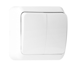 Выключатель Белый 2-клавишный 10А ОП SmartBuy "Юпитер" (10)