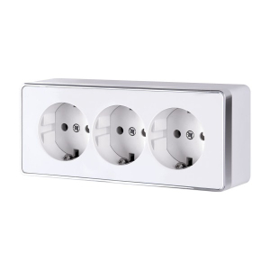 Розетка Белая Открытой установки 3-х мест с заземлением Gallant W5073101 (5)