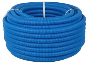 Труба гофрированная STOUT ПНД, цвет синий, наружным DN23 мм для труб d=16 мм (бухта 50 м) (_1_)