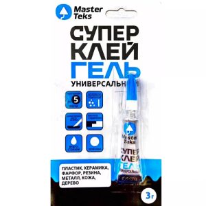 Супер-клей Гель цианакрилатный MasterTeks универсальный 3 гр прозрачный (12 шт/блистерная карта)
